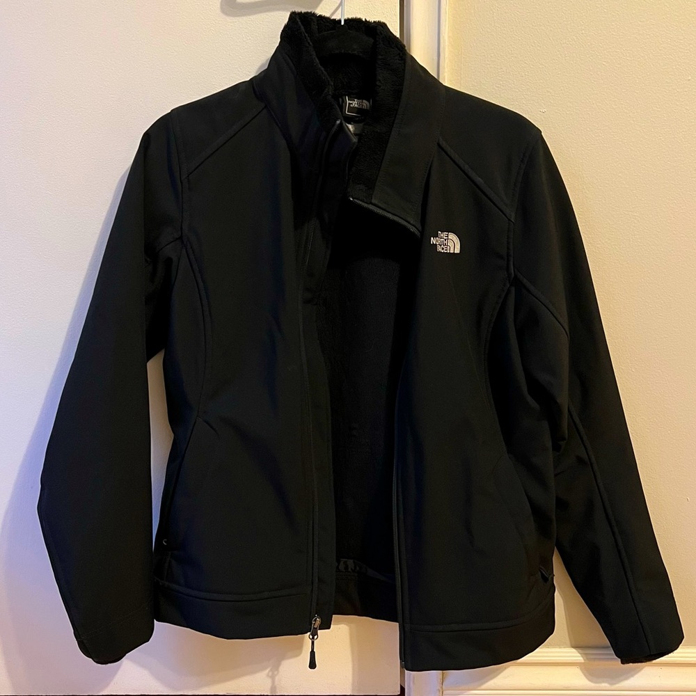 North Face Jacket Black Water Resistant Shell, Size Small